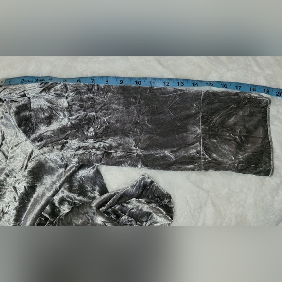 Crushed Velvet Jacket Gray Cocktail Hour Layering Women's Petite Large Cardigan - Picture 8 of 8